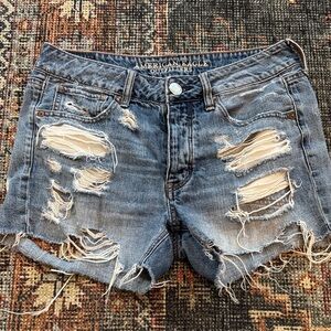 American Eagle Outfitters Tomgirl Distressed Blue Denim Shorts